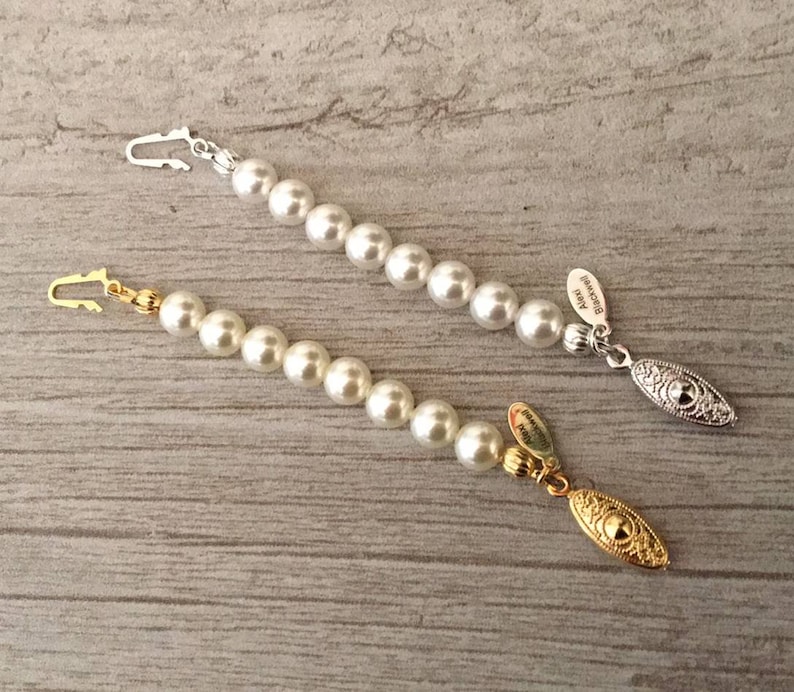 Pearl Necklace Extender fish hook clasp in Silver or Gold a Etsy
