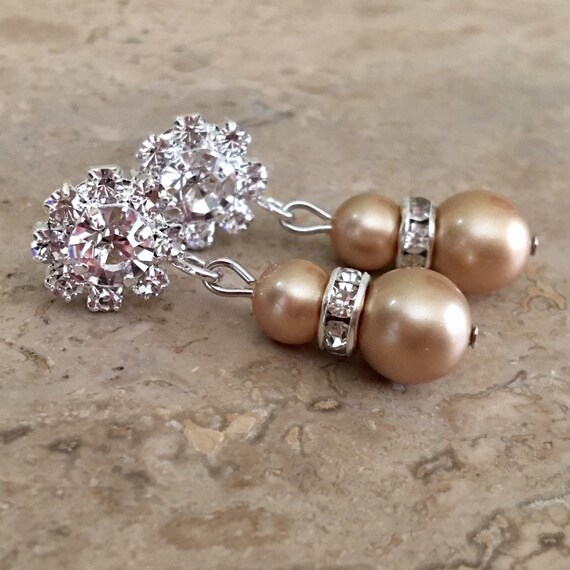 Taupe pearl best sale earrings