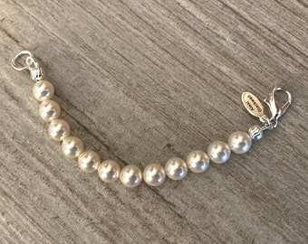 Pearl Necklace Extender Lobster clasp in Silver or Gold a Solid Strand Cream Ivory or White glass pearls to lengthen short necklaces