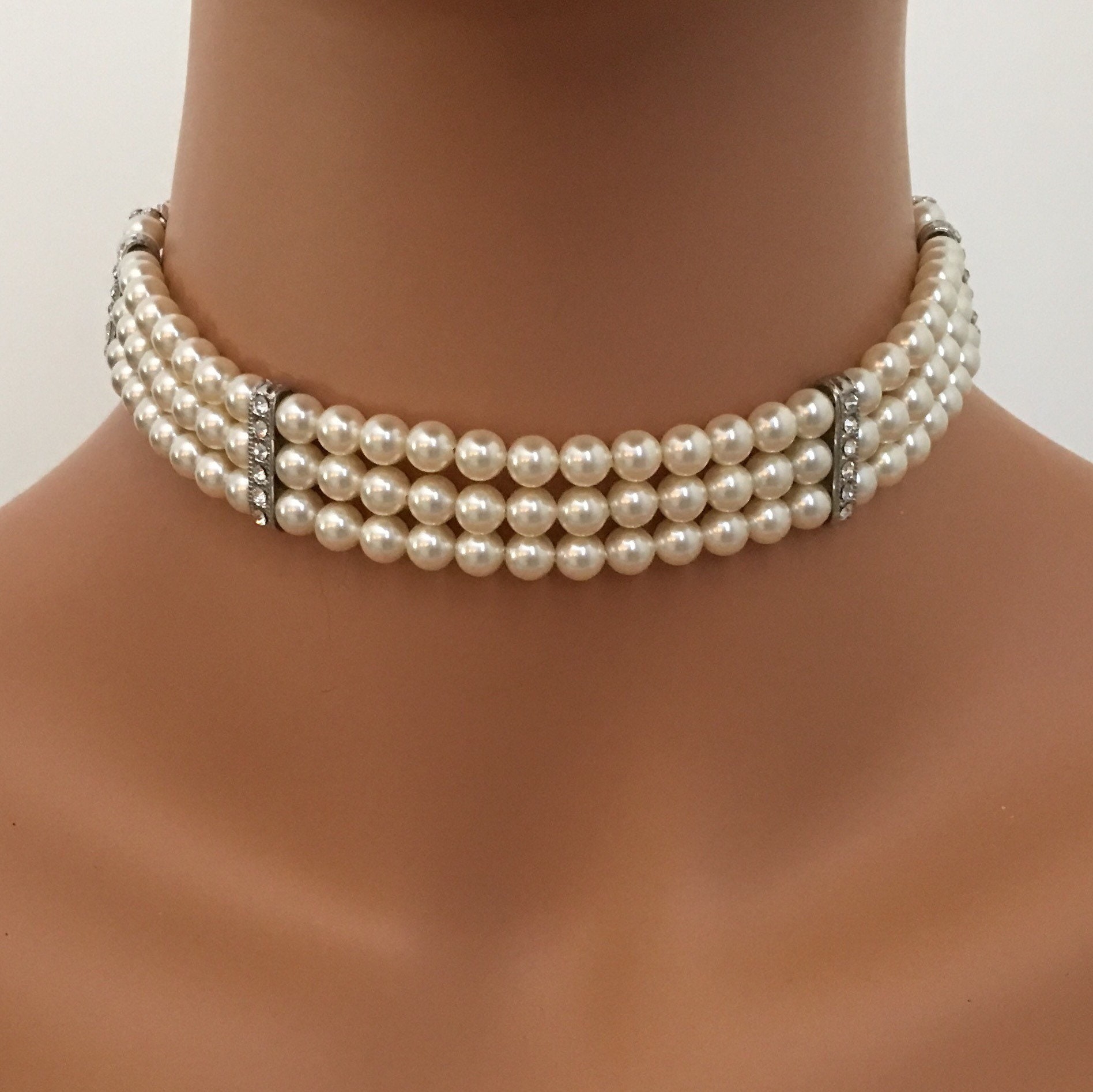6mm pearl necklace Ivory Pearl Necklace with extension Pearl Necklace Trendy Charm Shop Glass Pearl Twisted Choker 4mm pearls
