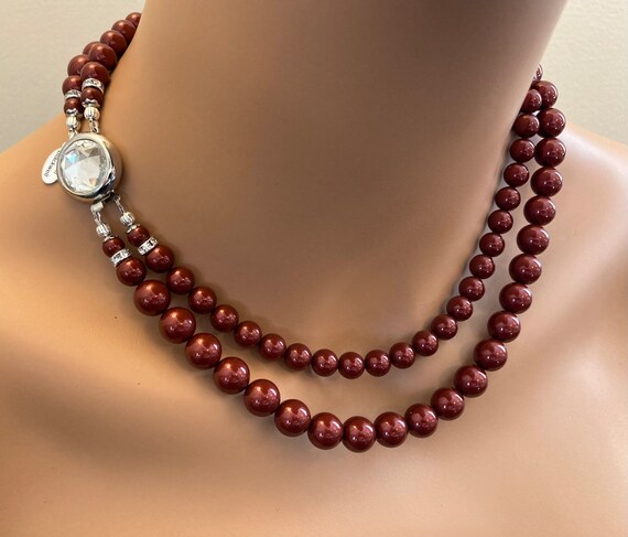 Chunky burgundy necklace sale