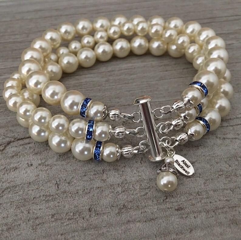 COMPLETE Jewelry Set Pearl Necklace With Brooch Navy Blue Etsy