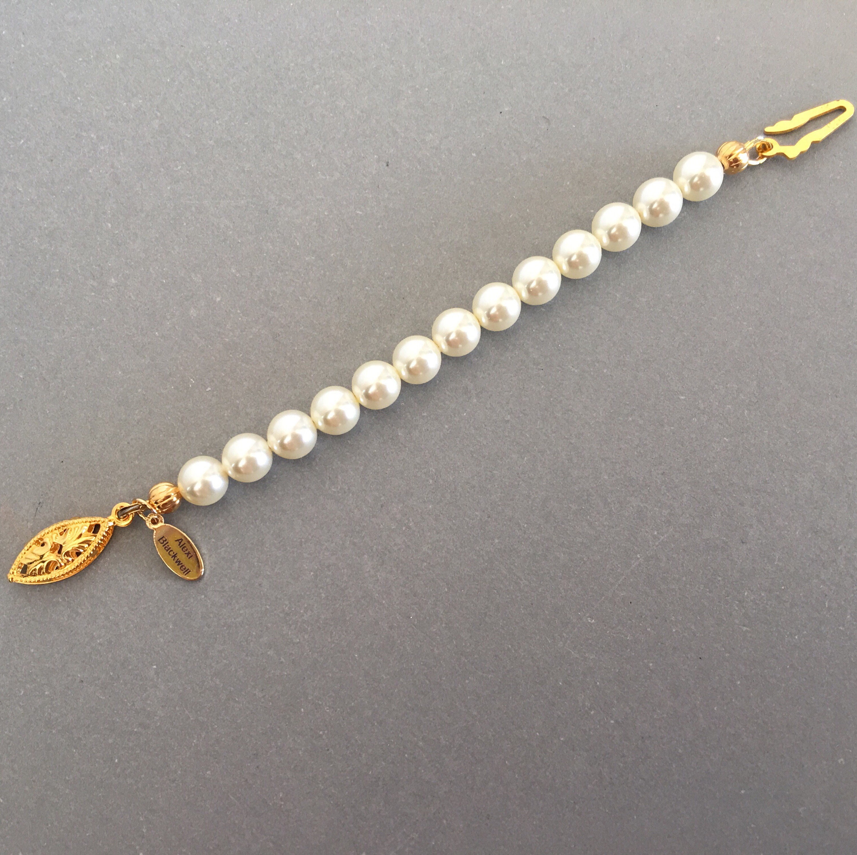 Custom Pearl Necklace Extender in Gold Silver or Bronze and Solid