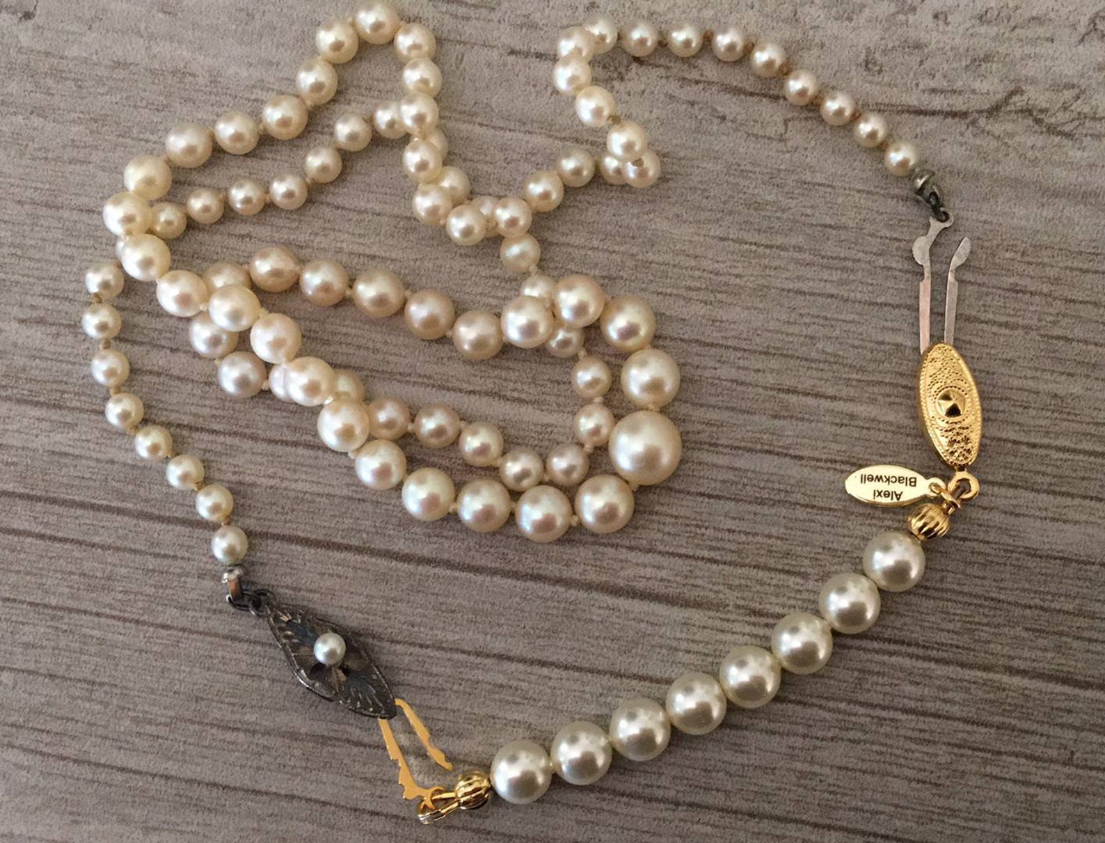 Pearl Necklace Extender fish hook clasp in Silver or Gold a | Etsy