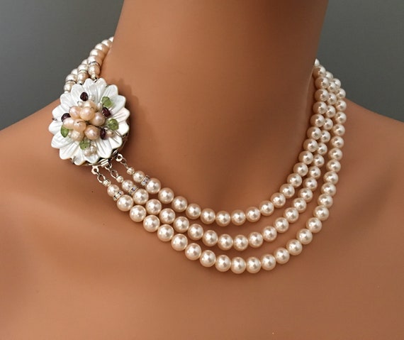 Weddings Trendy Souk Women's GracefulMultistrings Perfect for Parties High Luster Pearls Necklace Set Cz Studded Real Fresh Water Weddings Trendy Souk Women's GracefulMultistrings Perfect for Parties High Luster Pearls Necklace Set Cz Studded Real Fresh Water