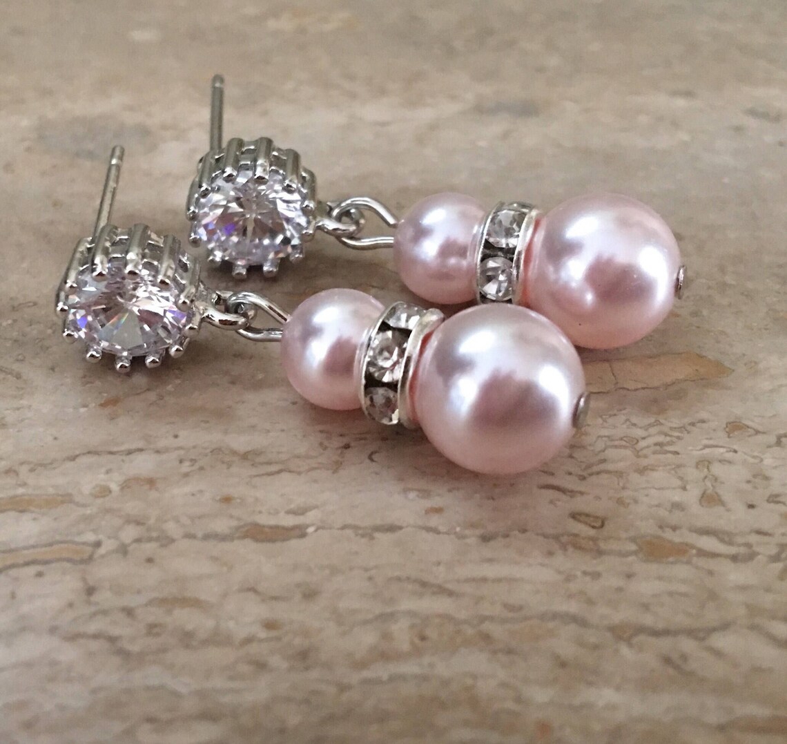 Blush Pearl Necklace Set With Brooch 3 Multi Strands Rosaline Etsy