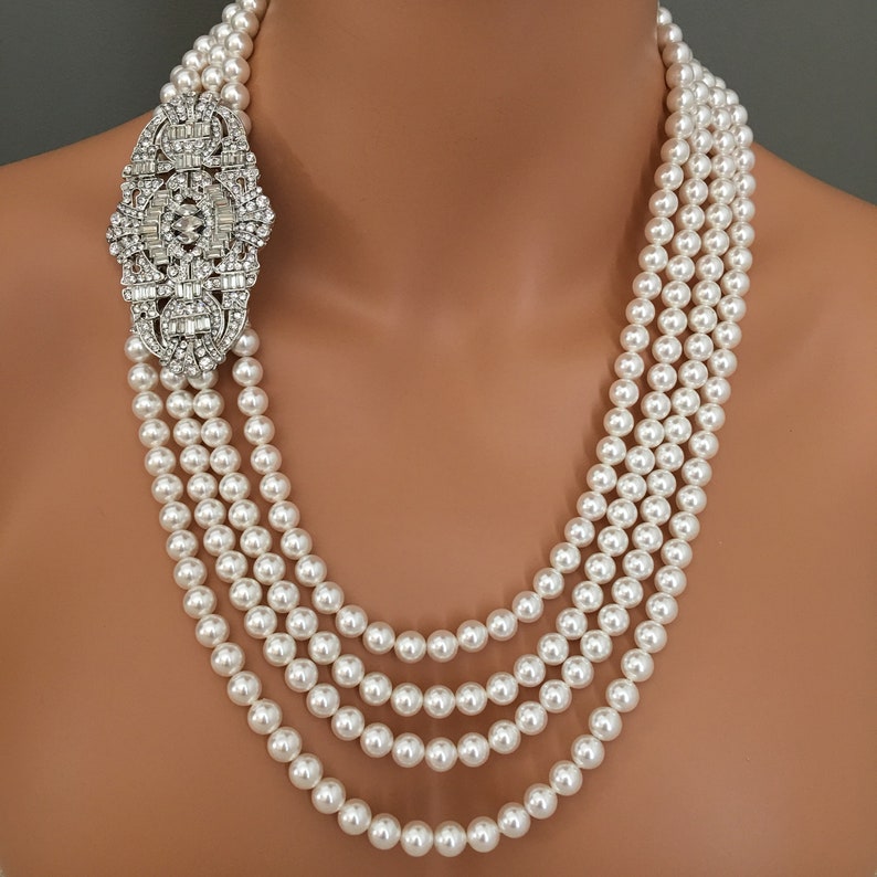 Long Flapper Pearl Necklace Great Gatsby With Backdrop Art - Etsy