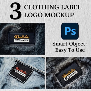 Clothing Label Logo Mockup Bundle | Fabric Tag Mockup PSD for Apparel Branding | Realistic Textile Logo Display