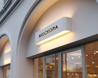 Luxury Shop Front Mockup | Boutique Storefront Signage PSD | Modern Facade Logo Display | Window Sign Mockup
