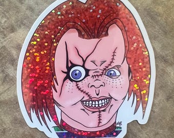 Chucky Glitter Sticker - Horror Movie Decal