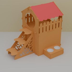 Laser Cut Cat House DXF File: Customizable 3mm CNC Pet Shelter (Digital Download