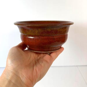 Rustic Handmade Pottery Bowl: Earthy Red & Brown Glazed Stoneware