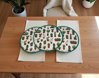 Platos de melamina con diseño de cactus - Juego de 3 vajillas bohemias con suculentas