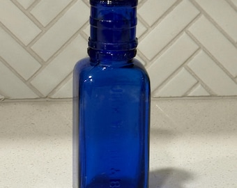 Vintage John Wyeth & Bro Cobalt Blue Glass Bottle with Lid