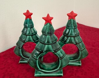 Vintage Christmas Tree Napkin Rings set of 3