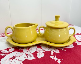 Sunflower Sugar Bowl & Creamer Set with Tray, P86 Fiestaware