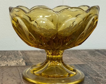Vintage Anchor Hocking Fairfield Amber Honey Glass Compote Dish