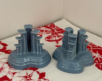 Periwinkle Pyramid Candleholders, P86 Fiestaware