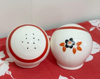 Vintage Cronin Pottery Zephyr Floral Cueball Salt & Pepper Shakers