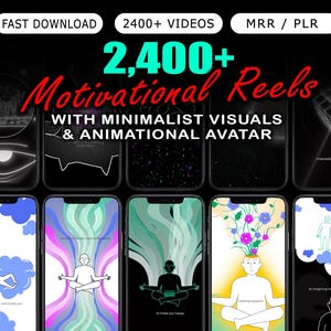 Más de 2400 reels motivacionales con avatares visuales y animados minimalistas / Virales para Instagram, TikTok, YouTube Shorts / Descarga digital PLR/MRR