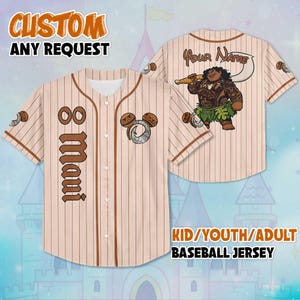 Personalized Maui Mickey Ears Baseball Jersey, Custom Maui Moana Jersey Shirt, Disneyland Baseball Team Outfit, Birthday Gift