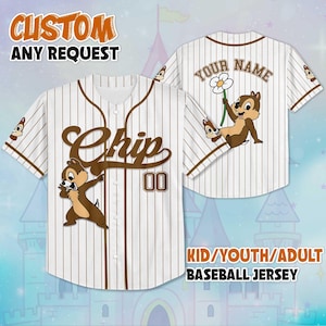 Custom Chip and Dale Baseball Jersey, Disney Chip Jersey Shirt, Disney Chip 'n Dale Birthday Gift, Cartoon Birthday Gift For Kid Adult