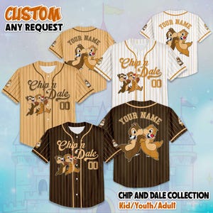 Custom Chip and Dale Collection Baseball Jersey, Disney Chip and Dale Jersey Shirt, Disneyland Baseball Team Outfit, Disney Birthday Gift