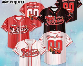 Personalized Lightning McQueen Baseball Jersey, Custom Disney Cars Baseball Shirt, Matching Disney Trip Outfit, Disneyland Birthday Gift