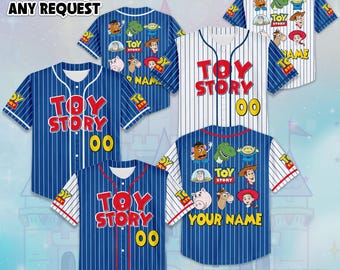 Personalisierte Toy Story Sammlung Einfaches Baseball-Trikot, benutzerdefinierte Toy Story Trikot, Toy Story Baseball Team Outfit, Disney Geburtstagsgeschenk