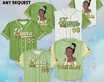 Personalized Tiana Princess Collection Baseball Jersey, Custom Disney Tiana The Princess and the Frog Jersey Shirt, Disney Birthday Gift