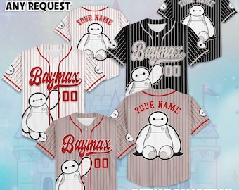 Custom Big Hero 6 Baymax Baseball Jersey, Cartoon Birthday Gift