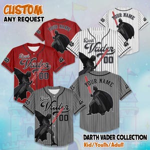 Aangepaste Star Wars Darth Vader-honkbalshirt, Disney Star Wars-shirt, Disneyland Baseball Team-outfit, Disney-verjaardagscadeau