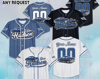 Custom Doc Hudson Baseball Jersey, Custom Disney Cars Shirt, Doc Hudson Baseball Team Outfit, Disney Birthday Gift