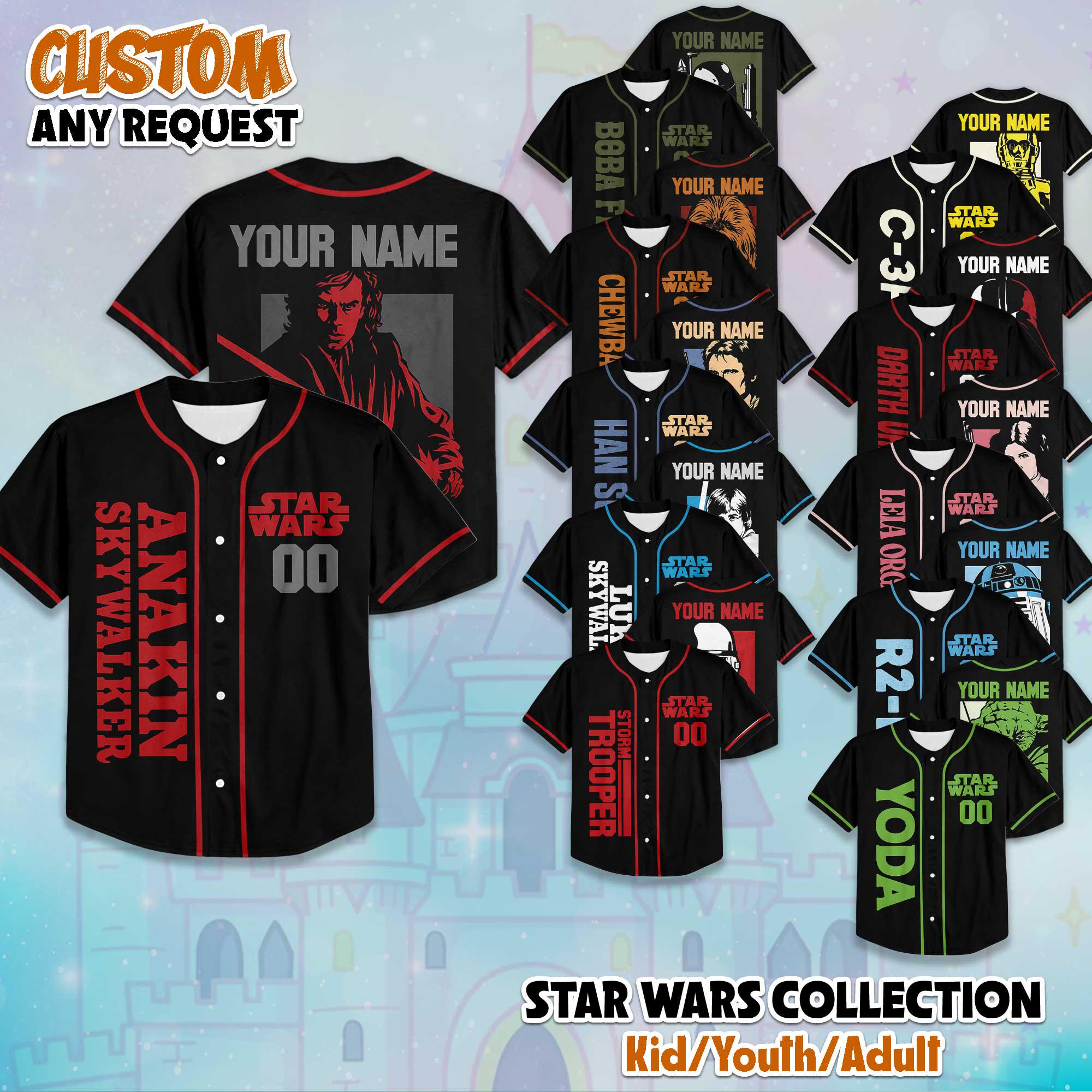 Custom Star Wars Baseball Jersey, Land Outfit - Etsy