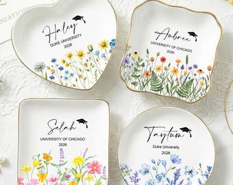 Presente de formatura da turma de 2026, porta-joias personalizado para formatura, porta-anéis com flor do mês de nascimento, presente para festa de formatura
