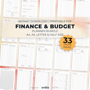 Printable Finance&Budget Planner Bundle | A5 Finance Inserts | Bill Planner, Expense Log, Savings Goals – Instant Download