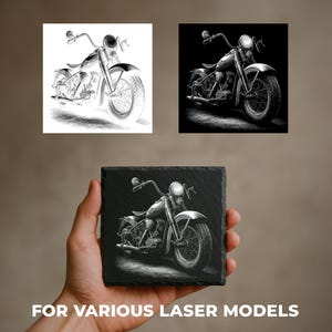 Harley Davidson Laser Engraving Files: Motorcycle PNG Designs for Slate, Glowforge & XTool, Commercial Use