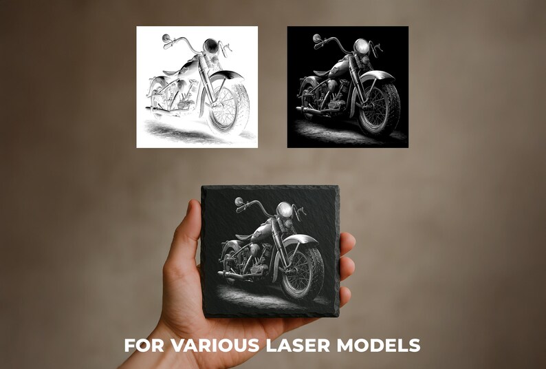 Harley Davidson Laser Engraving Files: Motorcycle PNG Designs for Slate, Glowforge & XTool, Commercial Use