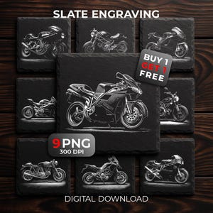 Ducati Laser Engraving Files: Motorbikes PNG Designs for Slate Coasters, Glowforge & XTool, Commercial Use