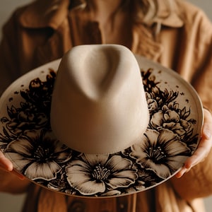 Wildflower Hat Burning Pattern - Laser Hat Design for Wide Brim Engraving, Commercial Use (03)