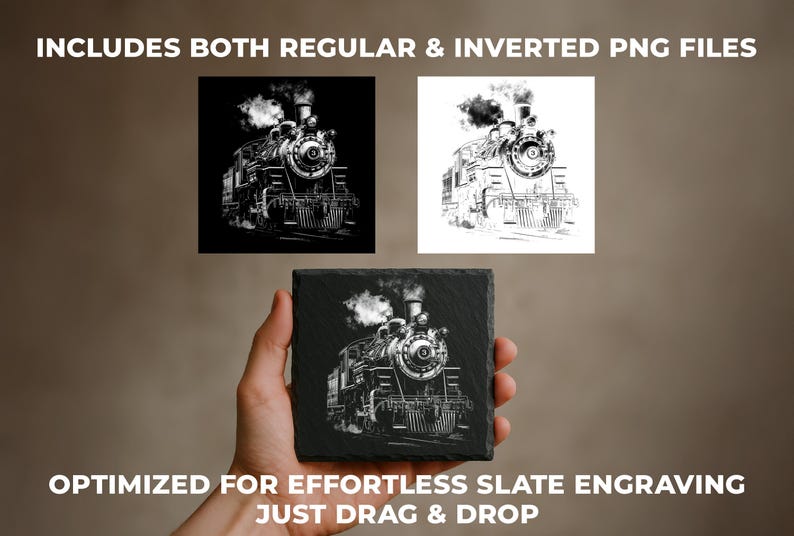 Steam Engine Engravings Steam Locomotive Laser Engraving Files - Steam Engine PNG Designs for ...