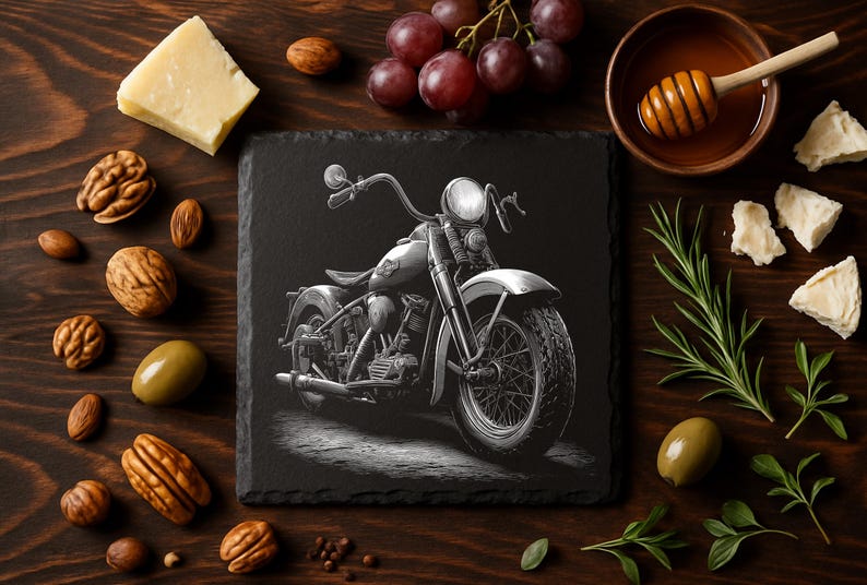Harley Davidson Laser Engraving Files: Motorcycle PNG Designs for Slate, Glowforge & XTool, Commercial Use
