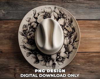 Floral Hat Engraving Designs PNG: Wide Brim Laser Template - Commercial Use (01)
