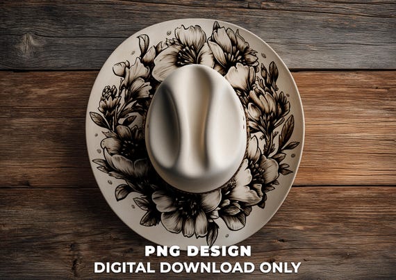 Floral Hat Engraving Designs PNG: Wide Brim Laser Template - Commercial Use (01)