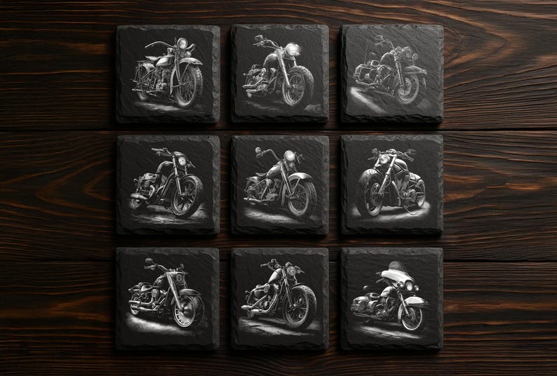 Harley Davidson Laser Engraving Files: Motorcycle PNG Designs for Slate, Glowforge & XTool, Commercial Use