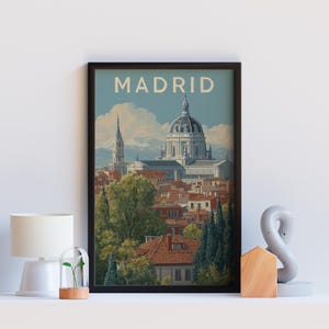 Madrid Cityscape Art Print: Vintage Spanish Travel Poster (Digital Download