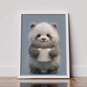 Animal Bathroom Poster, Panda Poster, Gift Panda Art, Bathroom Wall Decor Poster