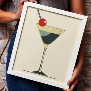 Retro Martini Print - Minimalistyczny plakat koktajlowy