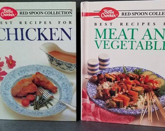 Cookbooks Betty Crocker's  Set of 2 Red Spoon Collection Meat & Vegetables First Edition