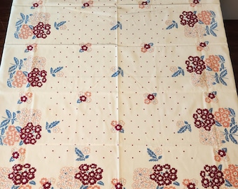 Rare Vintage "California Prints" Printed Tablecloth in Floral Swag pattern